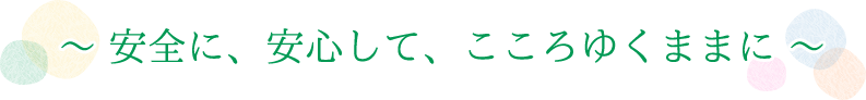 ～安全に、安心して、こころゆくままに～